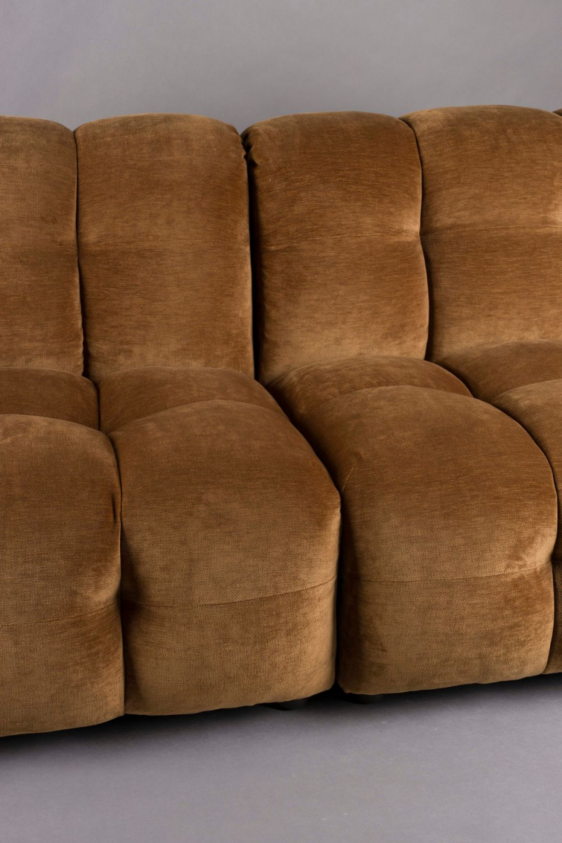 Sofa Hackman 3-Seater Velours Cognac main product photo no-optimization