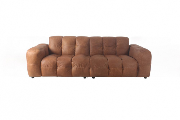 Sofa Hackman 3-Seater Leather Cognac Front