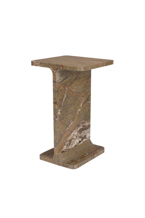 Satpura Side Table Brown Marble Front Side