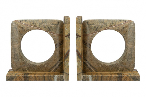 Satpura Bookend Brown Marble (Set of 2) Front