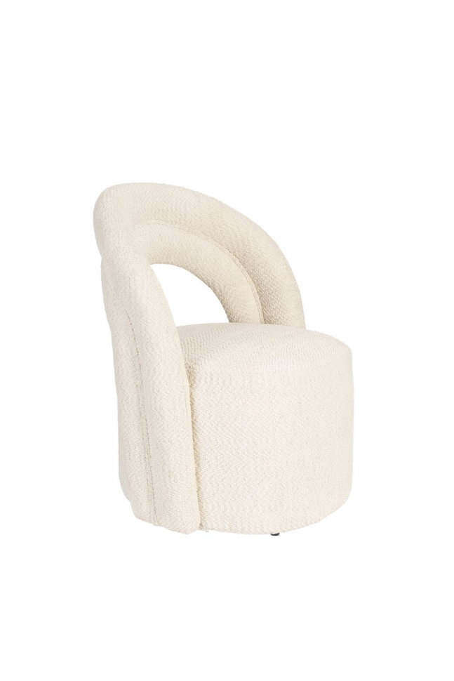 Seina Lounge Chair Swivel Beige Front Side