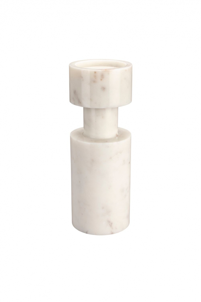 Paros Candle Holder Marble White Front